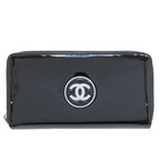 Chanel CC Logo Silver Wallet Patent
