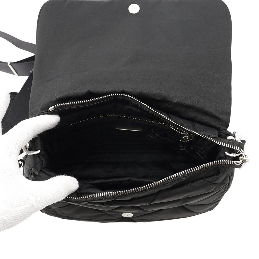Prada Shoulder Bag Padded Triangle Logo Nylon Black — view 6