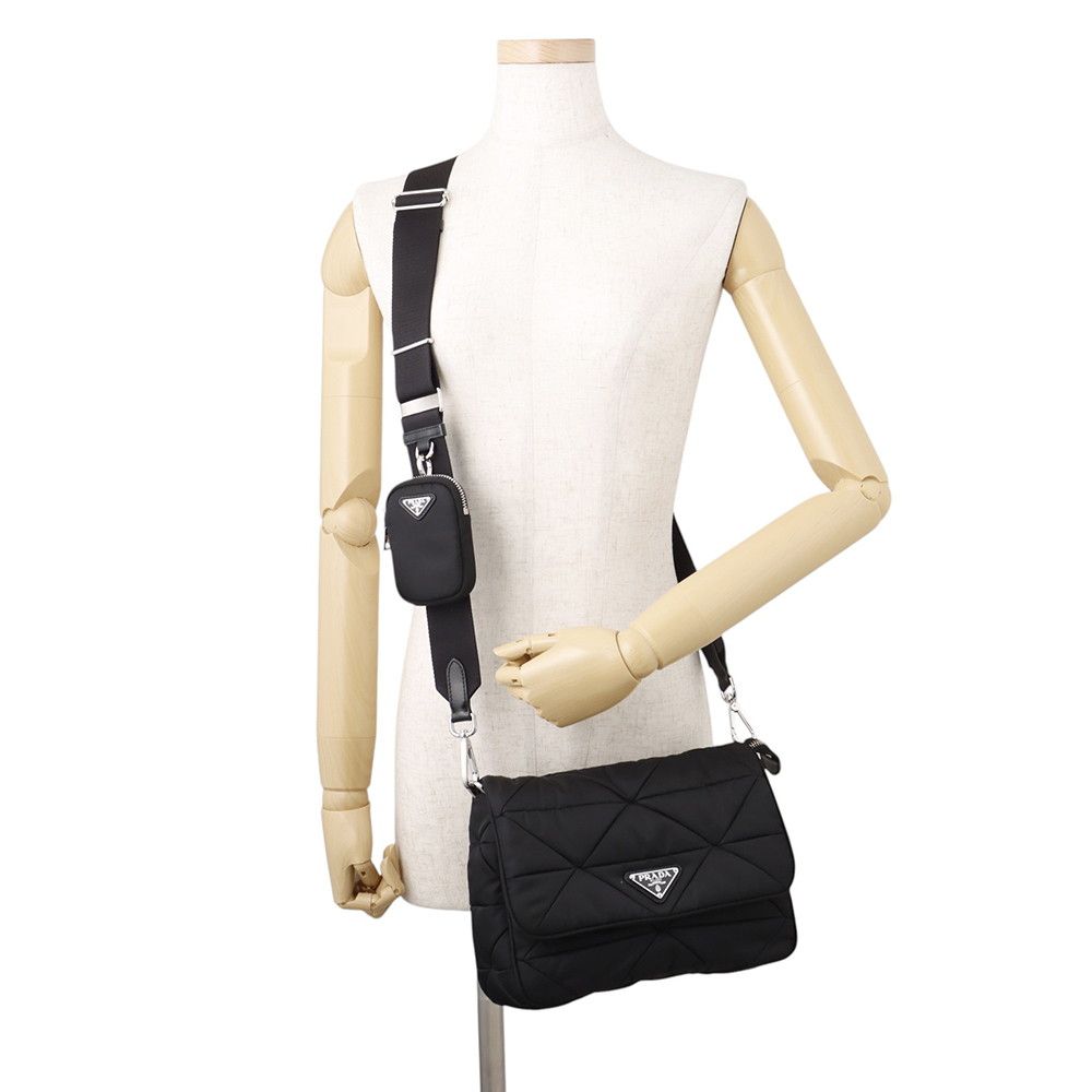 Prada Shoulder Bag Padded Triangle Logo Nylon Black — view 4