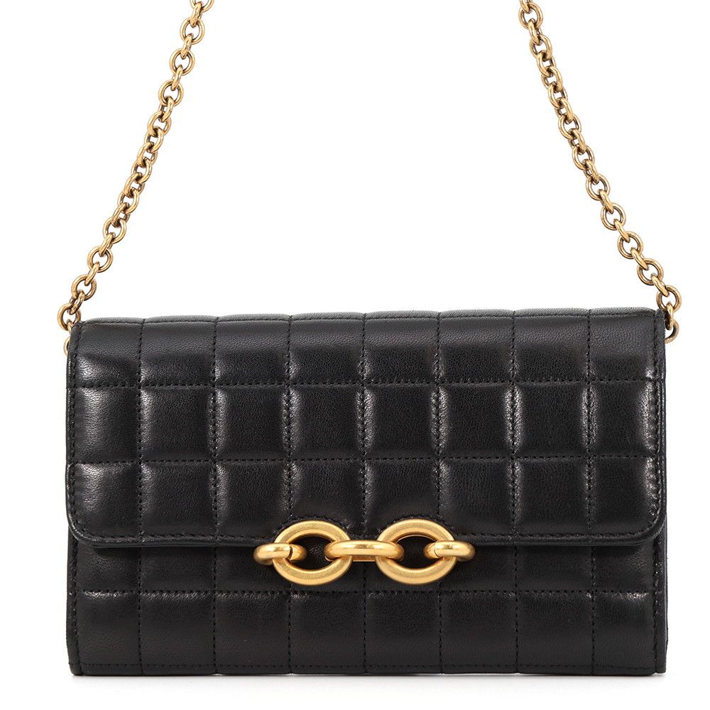 Saint Laurent Paris Chain Wallet le Maillon Lambskin Black Shoulder