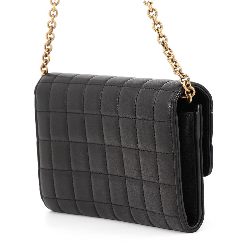 Saint Laurent Paris Chain Wallet le Maillon Lambskin Black Shoulder — view 2