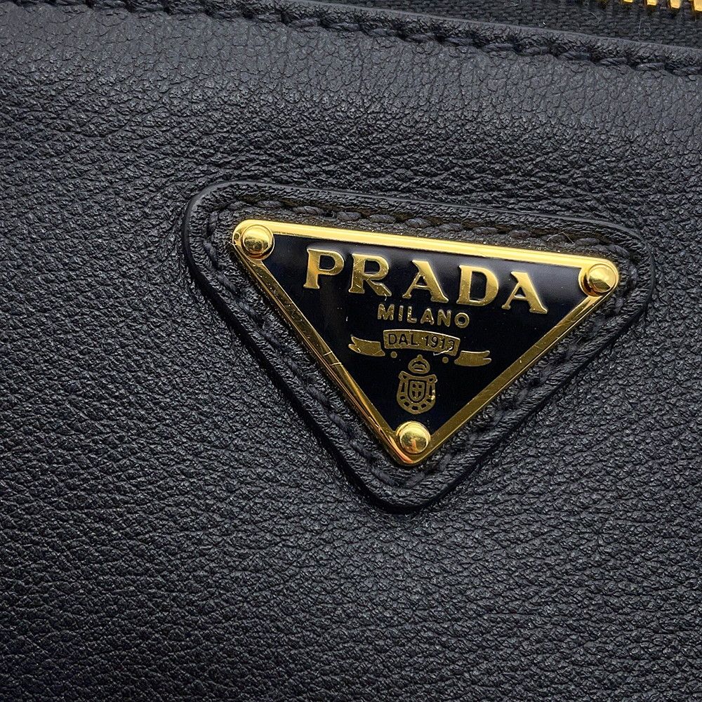 Prada Shoulder Bag Triangle Logo Leather Black — view 6