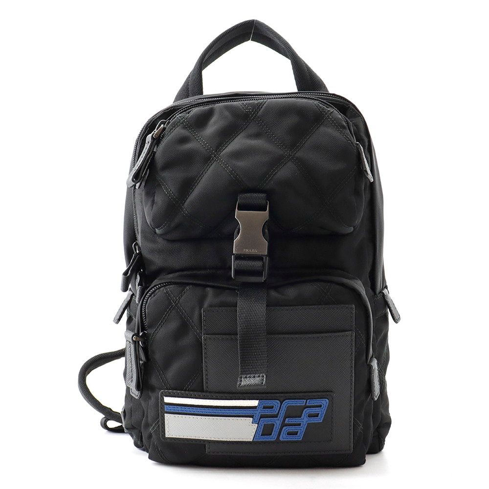 Prada Shoulder Backpack Nylon Belt Bag Black