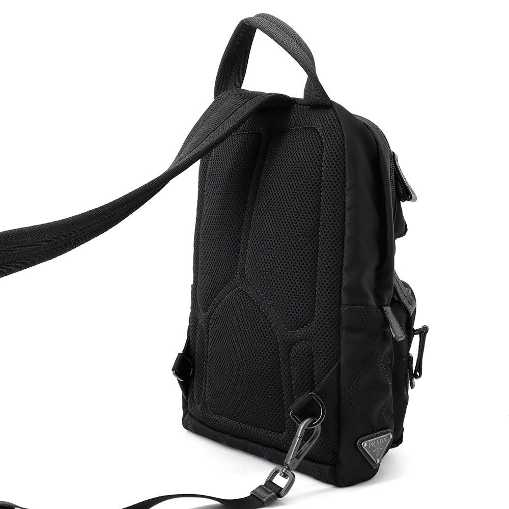Prada Shoulder Backpack Nylon Belt Bag Black — view 3