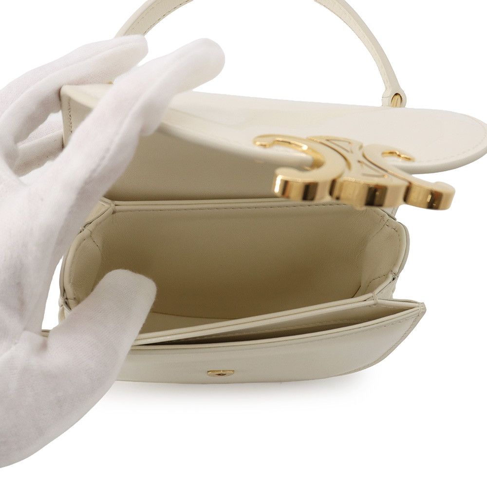 Celine Mini Besace Clair Patent 2-Way Shoulder Bag White — view 6
