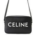 Celine Shoulder Bag Logo Leather Black