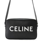 Celine Shoulder Bag Logo Leather Black