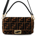 Fendi Handbag Zucca Pattern Bucket Fur Leather