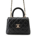 Chanel Quilted Coco Handle Mini Caviar Leather 2-Way Shoulder Bag Black