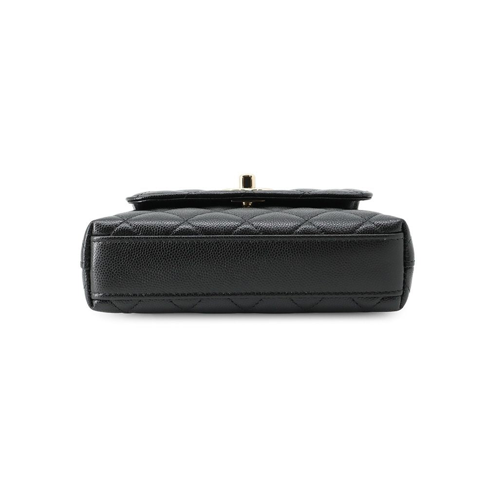 Chanel Quilted Coco Handle Mini Caviar Leather 2-Way Shoulder Bag Black — view 3