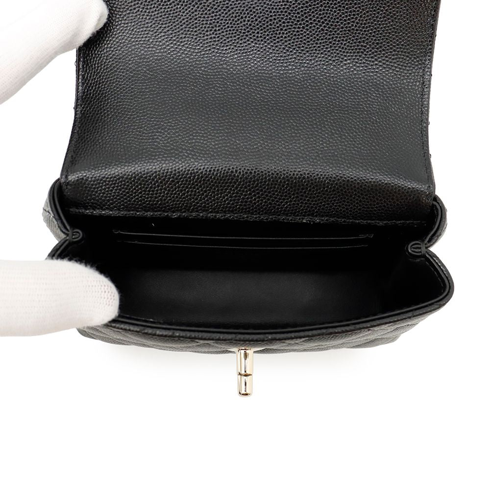 Chanel Quilted Coco Handle Mini Caviar Leather 2-Way Shoulder Bag Black — view 5