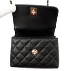 Chanel Quilted Coco Handle Mini Caviar Leather 2-Way Shoulder Bag Black — view 6