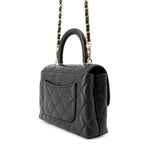 Chanel Quilted Coco Handle Mini Caviar Leather 2-Way Shoulder Bag Black — view 2
