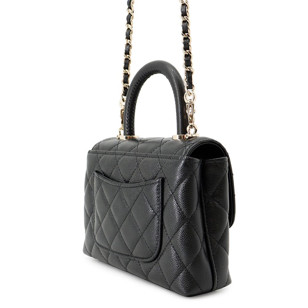Chanel Quilted Coco Handle Mini Caviar Leather 2-Way Shoulder Bag Black — view 2