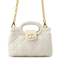 Dior Handbag Joli Top Handle Mini Lambskin Faux Pearl 2-Way Shoulder White