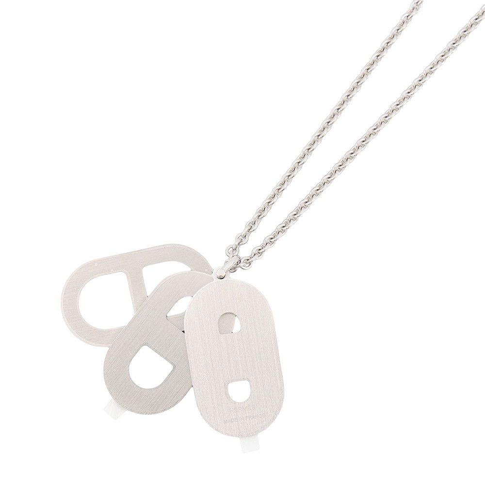 Hermes Necklace Maillon Deep Dune Silver Black White — view 3