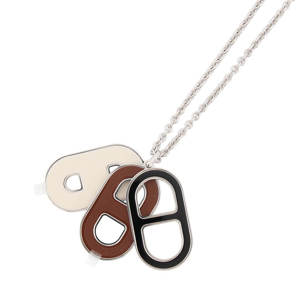 Hermes Necklace Maillon Deep Dune Silver Black White