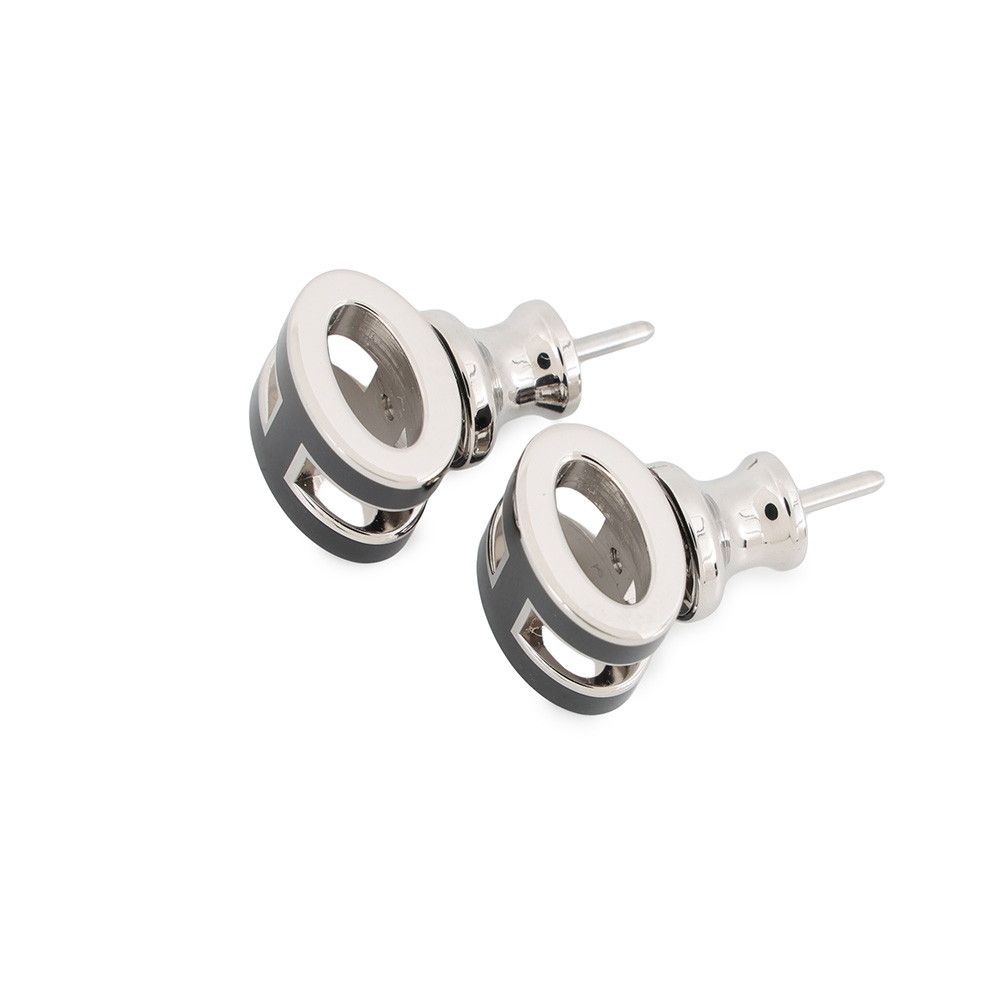 Hermes Earrings Mini Pop Black Silver — view 2