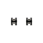 Hermes Earrings Mini Pop Black Silver