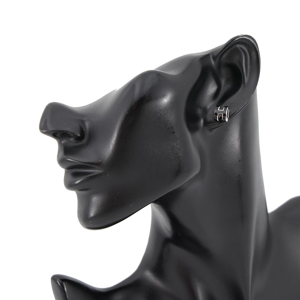 Hermes Earrings Mini Pop Black Silver — view 4