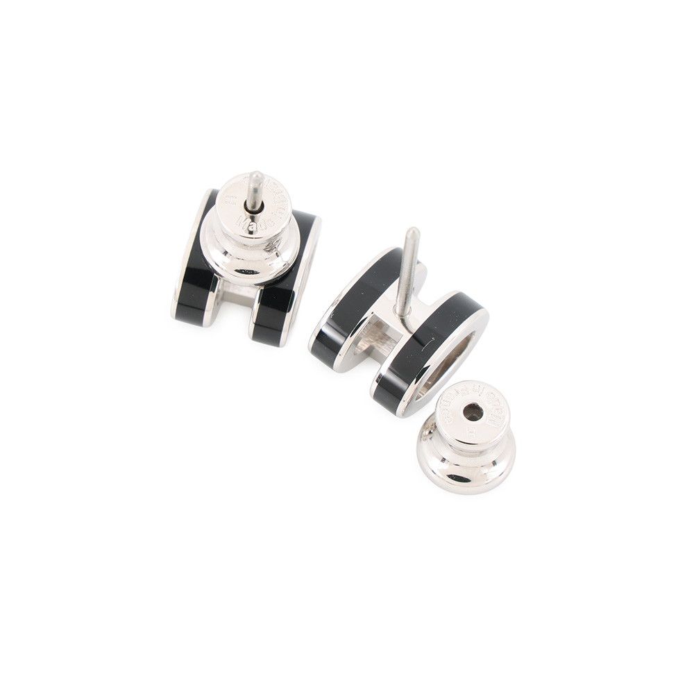 Hermes Earrings Mini Pop Black Silver — view 3