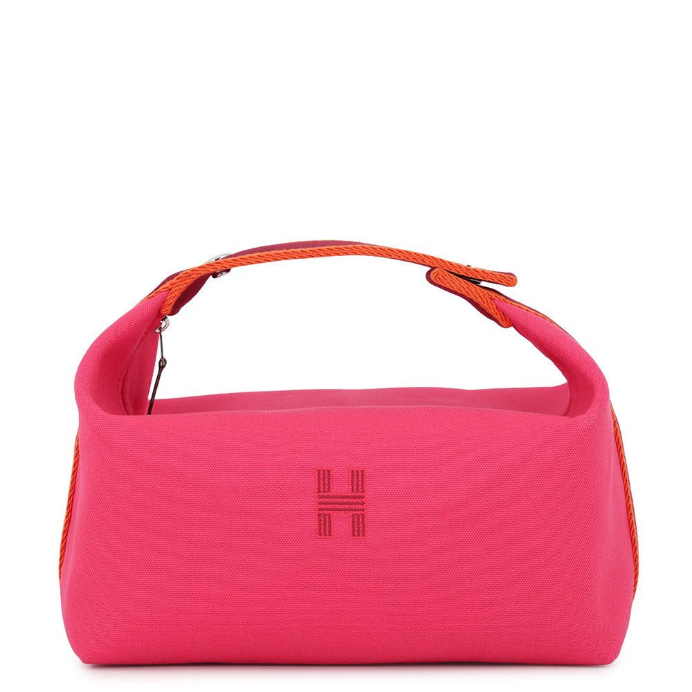 Hermes Pouch Bride-a-Brac GM Hibiscus Silver Canvas Case