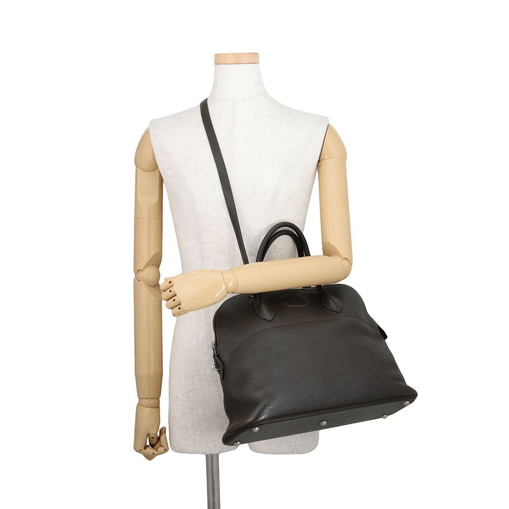 Hermes Bolide 35 Cacao Silver Taurillon Clemence 2-Way Shoulder — view 5
