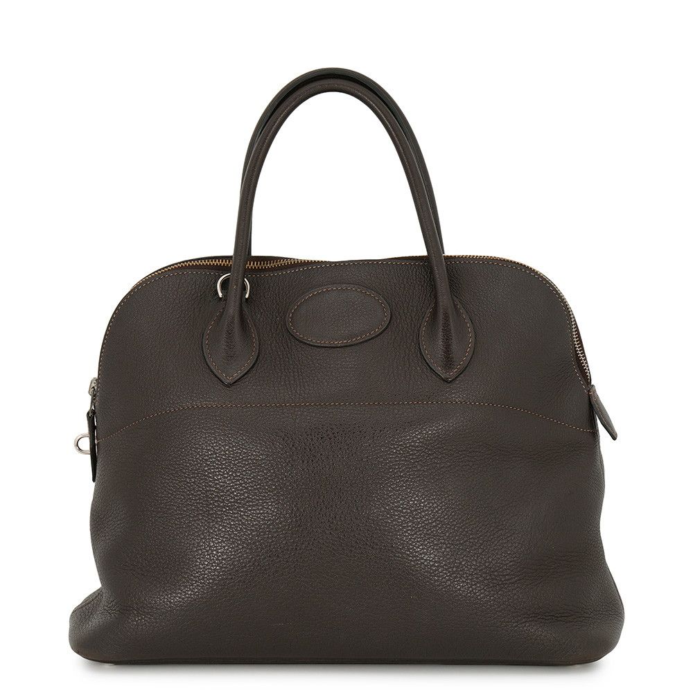 Hermes Bolide 35 Cacao Silver Taurillon Clemence 2-Way Shoulder