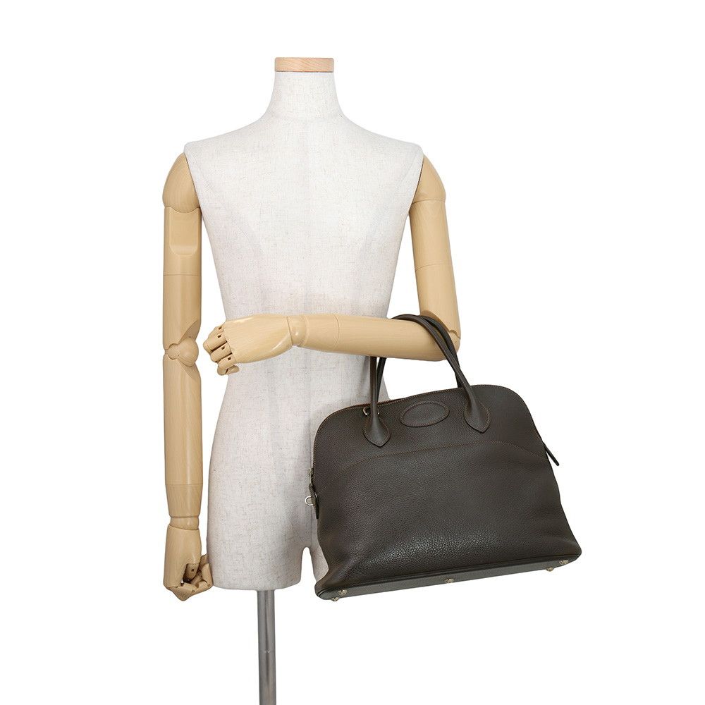Hermes Bolide 35 Cacao Silver Taurillon Clemence 2-Way Shoulder — view 4
