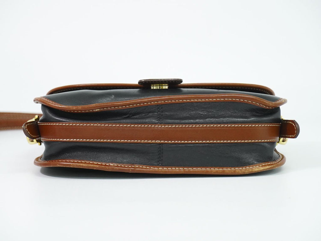Celine Leather Shoulder Bag Pochette Black Brown Second — view 3