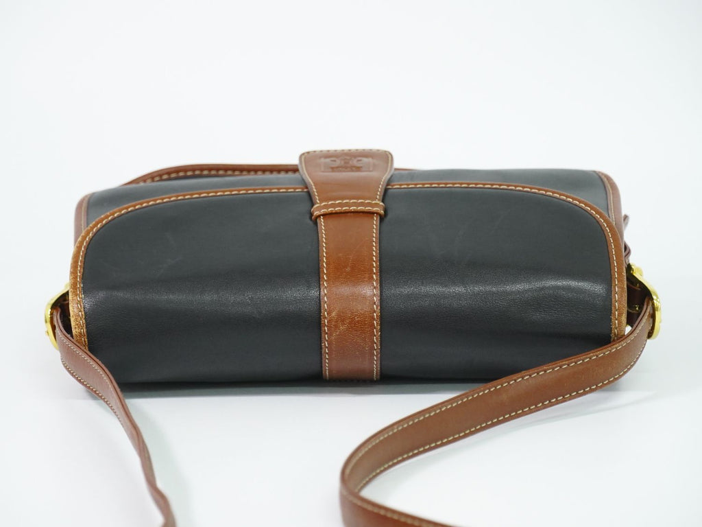 Celine Leather Shoulder Bag Pochette Black Brown Second — view 5