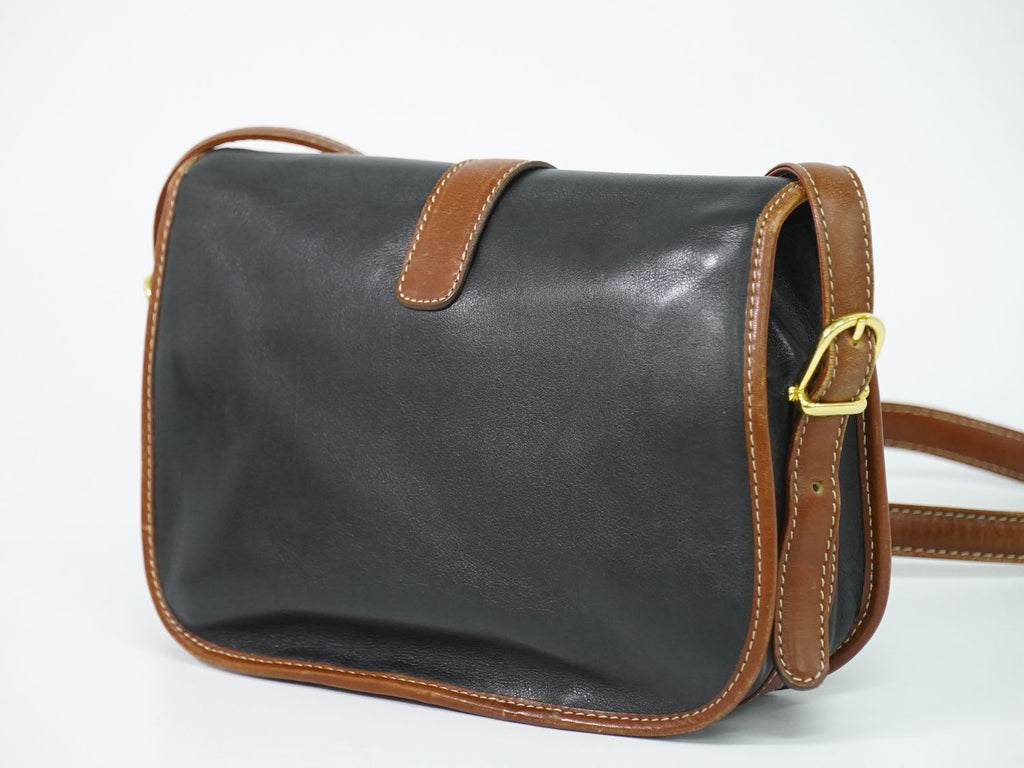 Celine Leather Shoulder Bag Pochette Black Brown Second — view 2