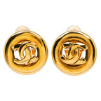 Chanel CC Logo Vintage Gold Plated Earrings