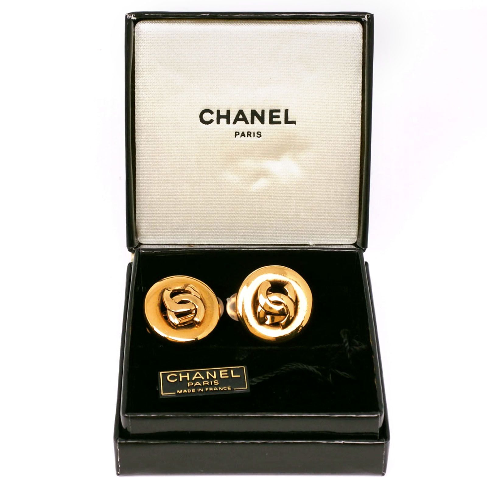 Chanel CC Logo Vintage Gold Plated Earrings — view 5