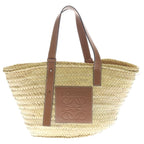 Loewe Anagram Handbag Bag Beige Brown Leather Raffia