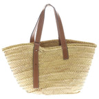 Loewe Anagram Handbag Bag Beige Brown Leather Raffia — view 2