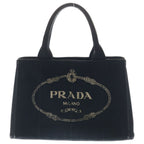 Prada Canapa Tote Back Handback Canvas Black