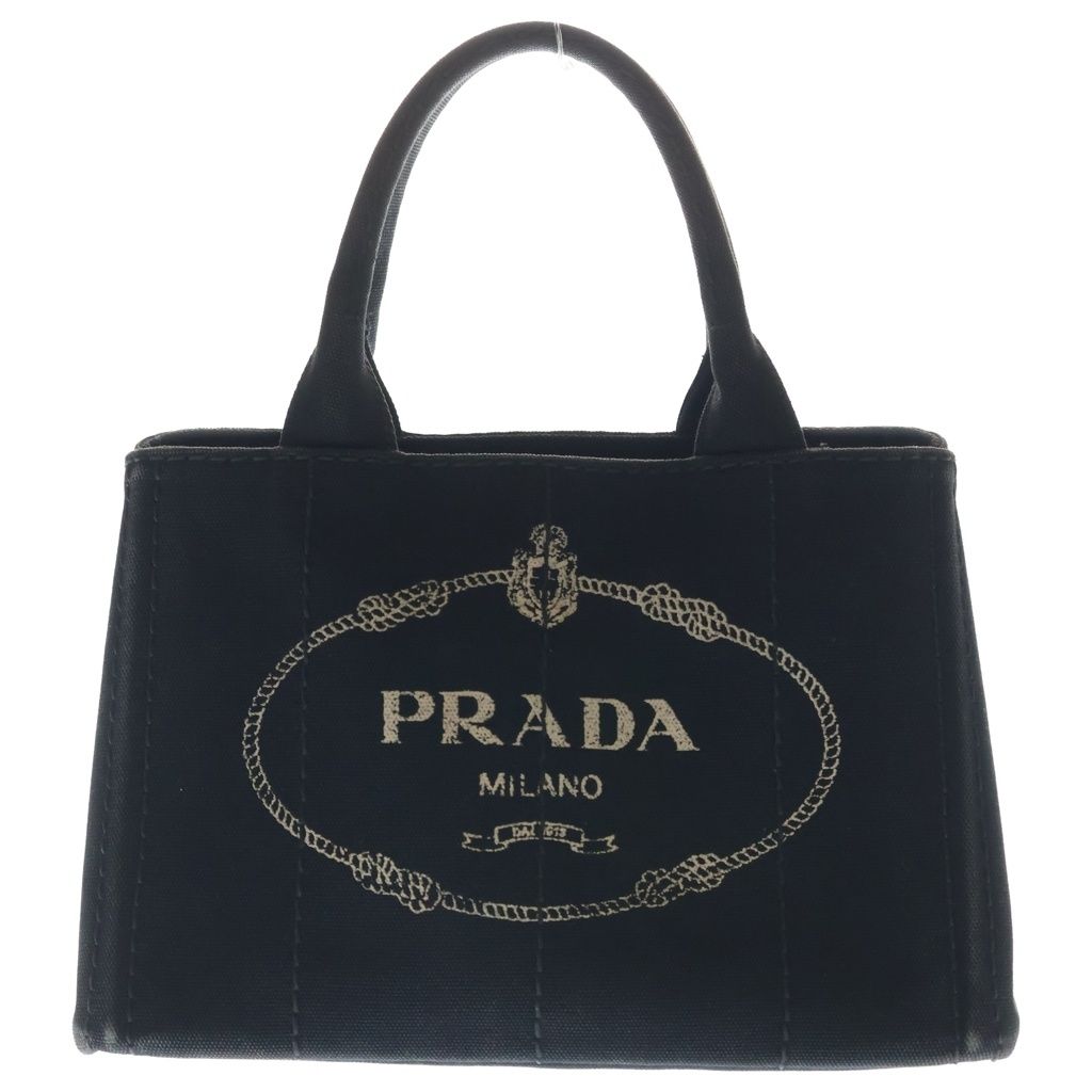 Prada Canapa Tote Back Handback Canvas Black