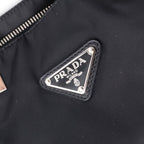 Prada Triangle Logo Nylon Leather Silver Tote Black — view 7