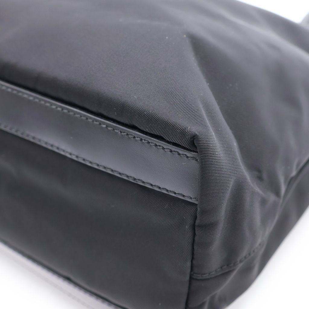 Prada Triangle Logo Nylon Leather Silver Tote Black — view 5