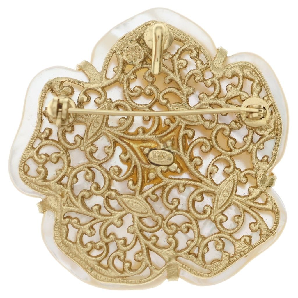 Chanel Camellia Shell Bro Pin White Gold Brooch — view 2