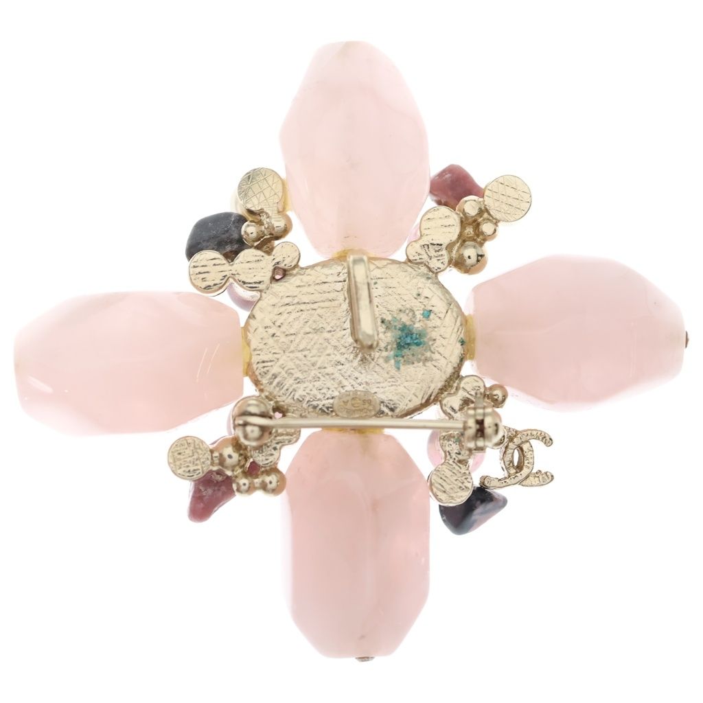 Chanel Color Strike Fakepearl Bro Pin Gold Pink Brooch — view 2