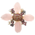 Chanel Color Strike Fakepearl Bro Pin Gold Pink Brooch