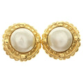 Chanel Fakepearl Roundearrings White Gold Earring