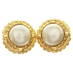 Chanel Fakepearl Roundearrings White Gold Earring