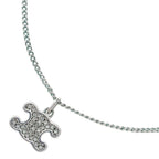 Celine Triomphe Rhinestone Pendant Chain Silver