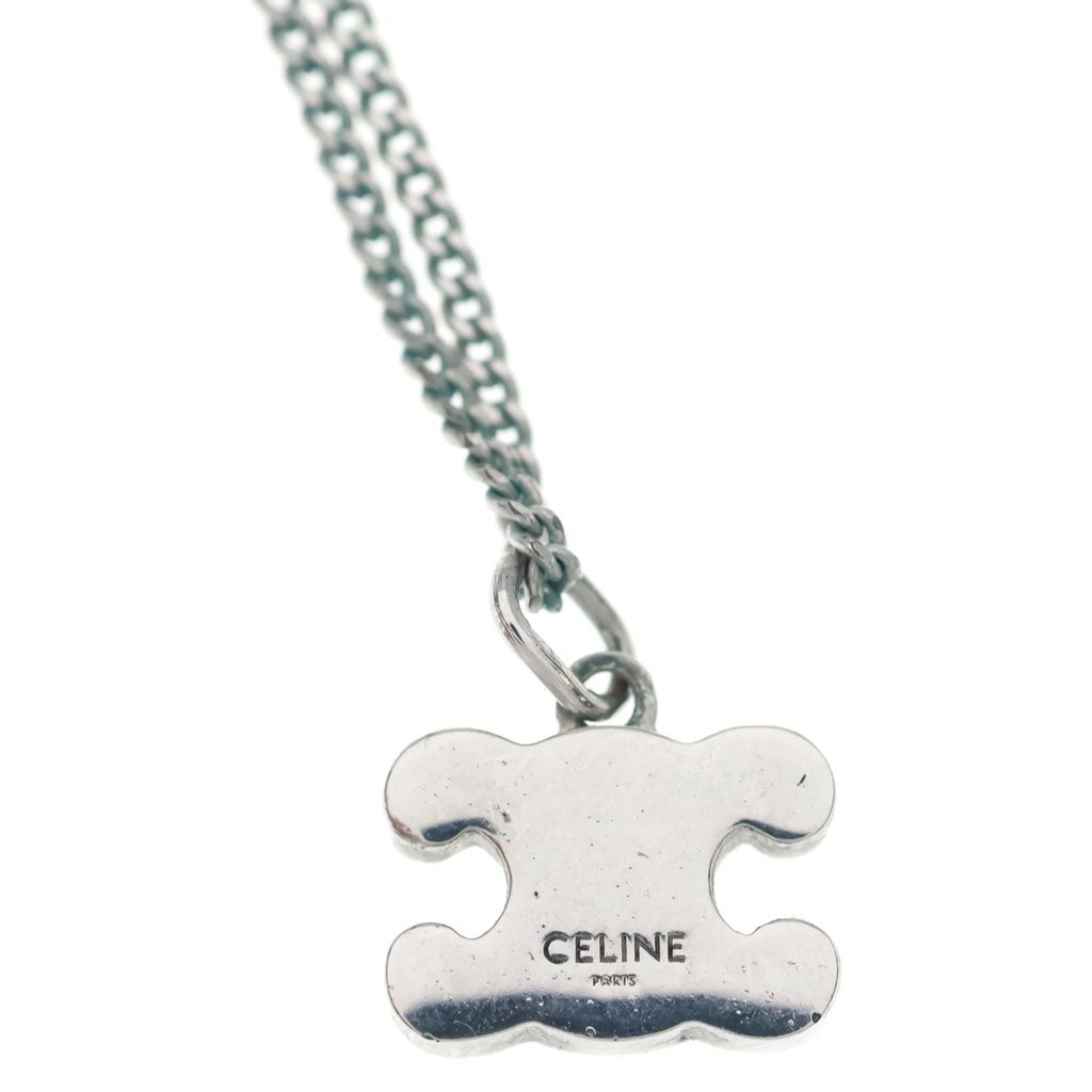 Celine Triomphe Rhinestone Pendant Chain Silver — view 5