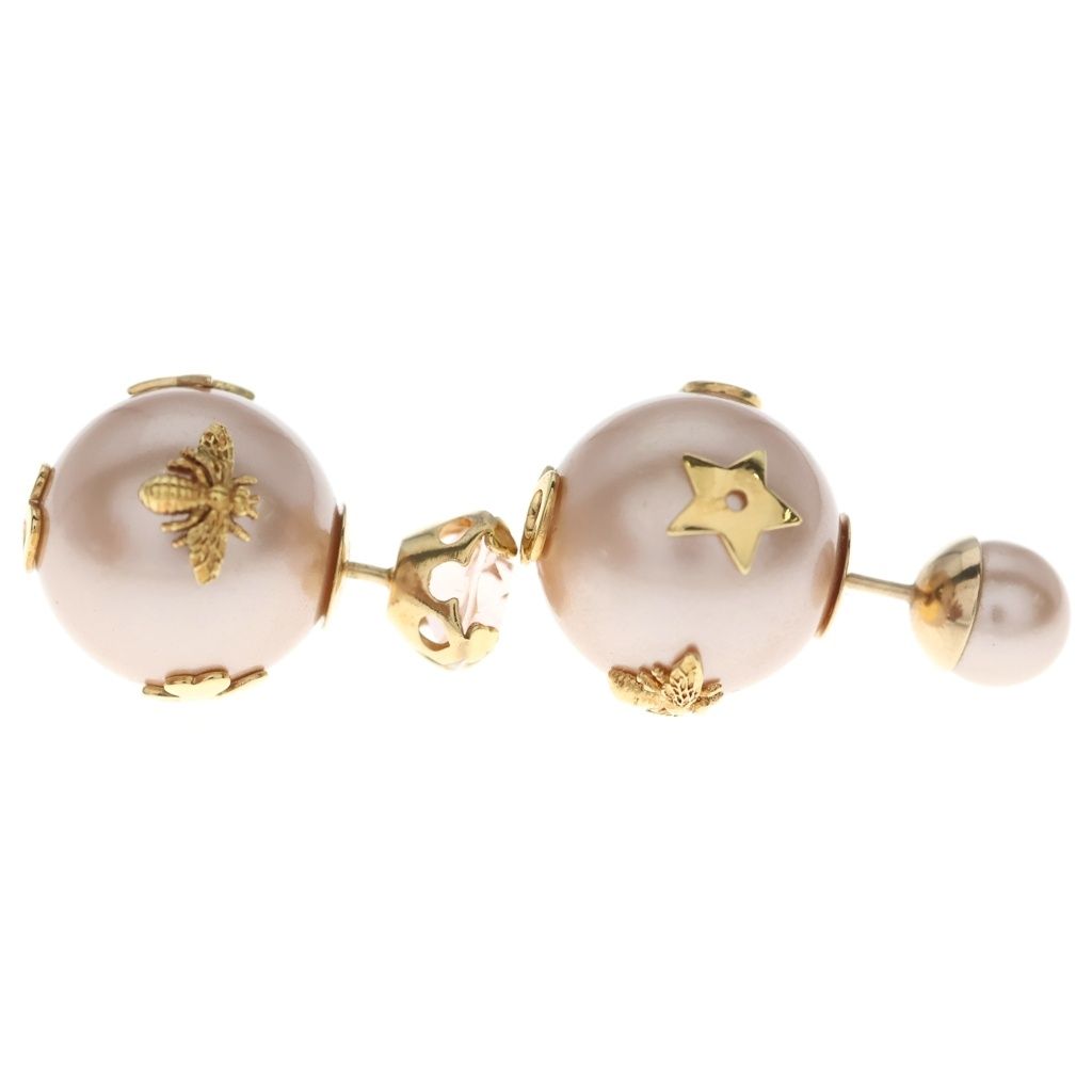 Dior Bar Earrings Pearl Pink Gold Earring — view 4
