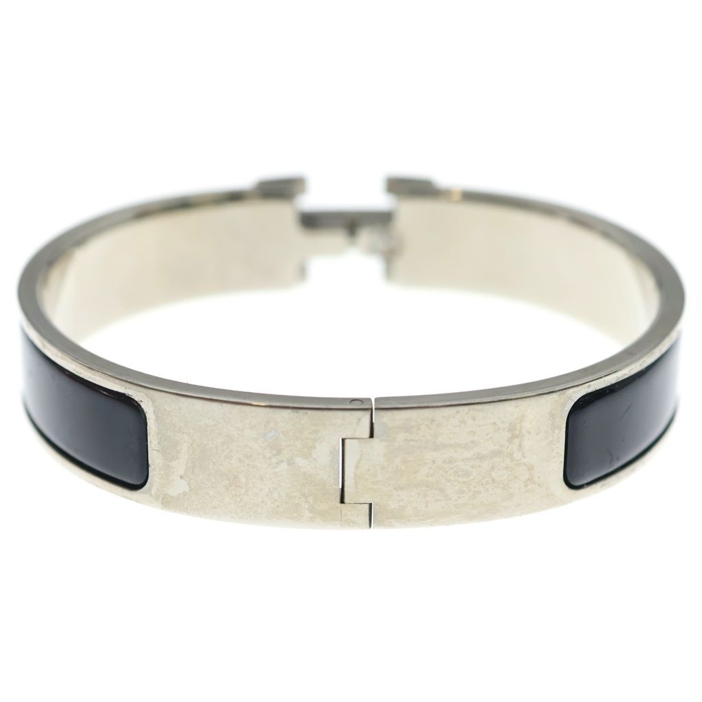 Hermes Clic Clac PM Enamel Bracelet Bangle Silver Black — view 2