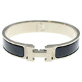 Hermes Clic Clac PM Enamel Bracelet Bangle Silver Black